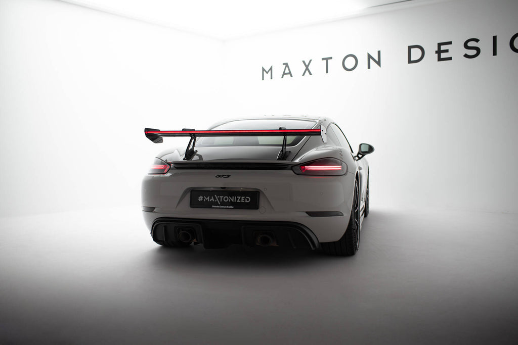 Maxton Design Carbon Spoiler With Upper Swan Mounting V.1 + LED Porsche 718 Cayman 982c für Porsche Cayman 982c