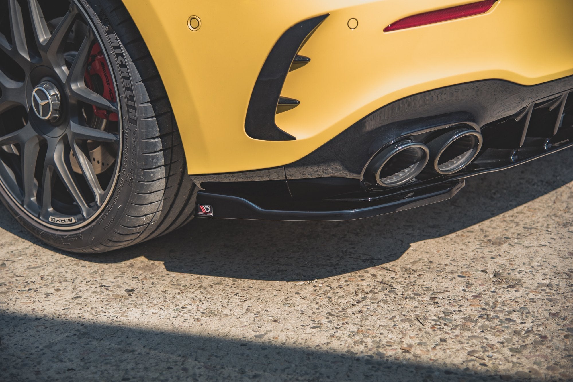 Maxton Design Heck Ansatz Flaps Diffusor passend für Mercedes-AMG A 45 S Aero Pack W177 schwarz Hochglanz