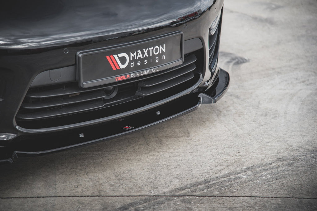Maxton Design Street+ Spoilerlippe Front Ansatz V.1 passend für Porsche Panamera Turbo 970 Facelift schwarz Hochglanz