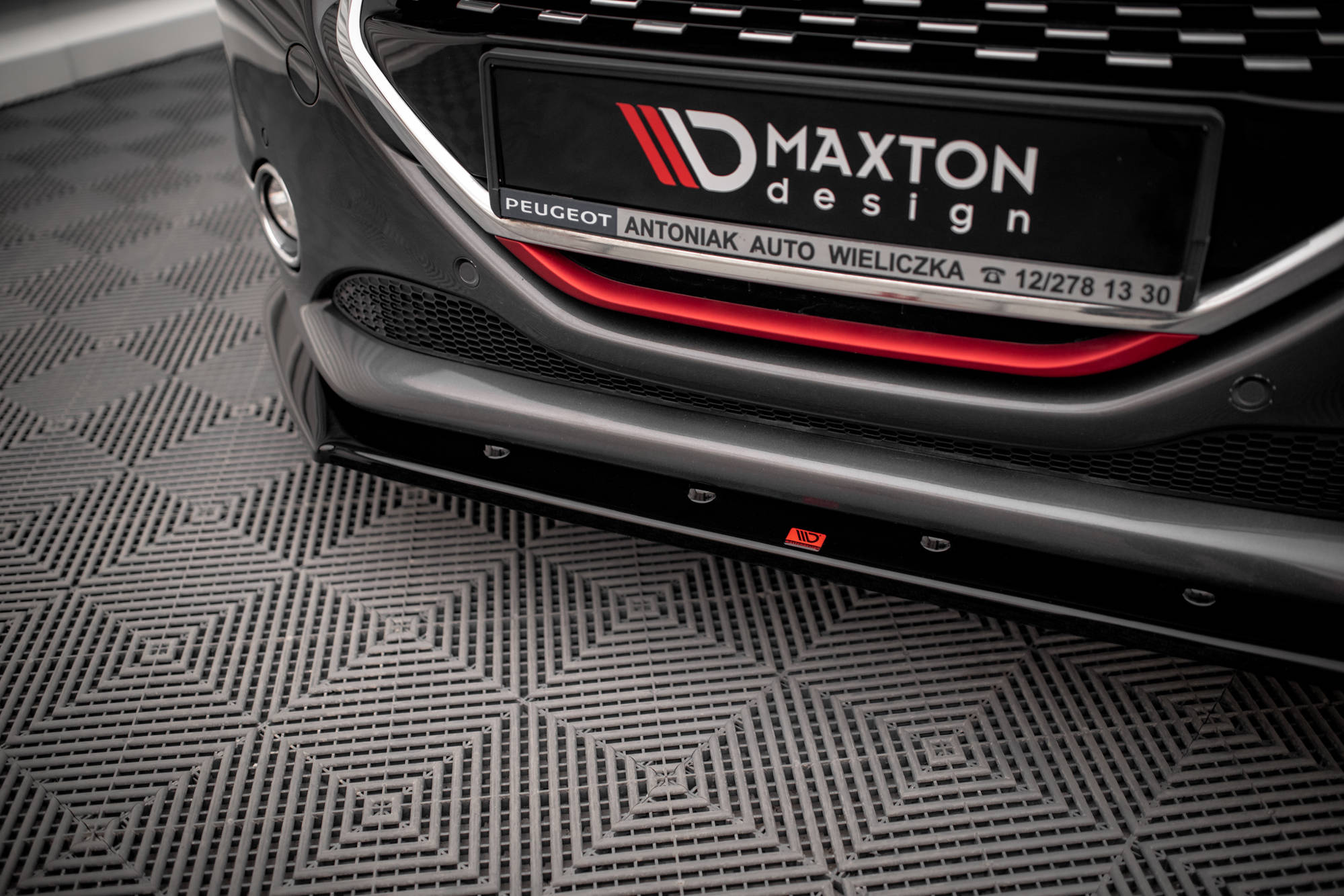 Maxton Design Street+ Spoilerlippe Front Ansatz V.1 passend für Peugeot 208 GTi Mk1 schwarz Hochglanz