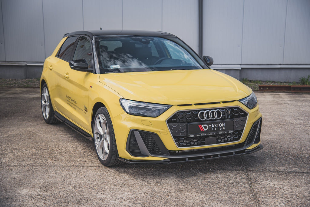 Maxton Design Street+ Spoilerlippe Front Ansatz V.1 passend für Audi A1 S-Line GB schwarz Hochglanz