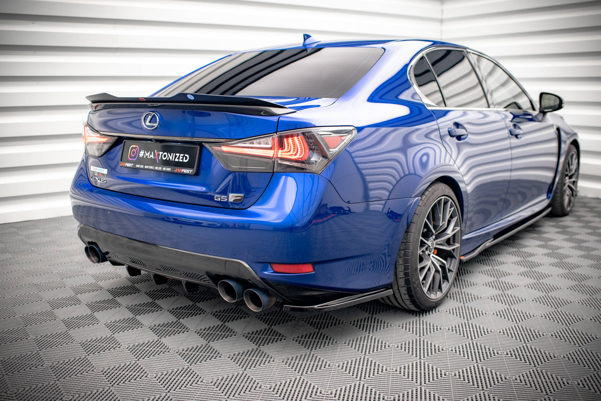 Maxton Design Heck Ansatz Flaps Diffusor für Lexus GS F Mk4 Facelift Carbon Look