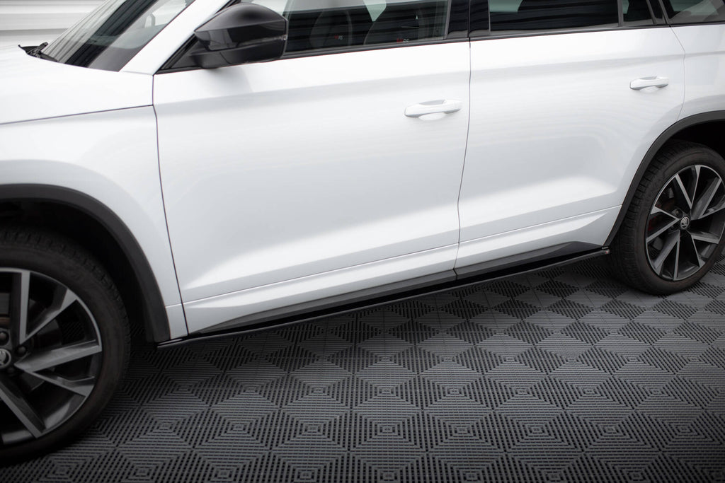 Maxton Design Street+ Seitenschweller Leisten passend für Skoda Kodiaq Sportline/RS Mk1 / Mk1 Facelift schwarz Hochglanz