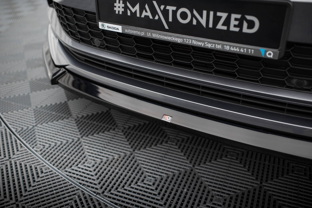 Maxton Design Street+ Spoilerlippe Front Ansatz V.1 passend für Skoda Kodiaq Sportline Mk1 Facelift schwarz Hochglanz