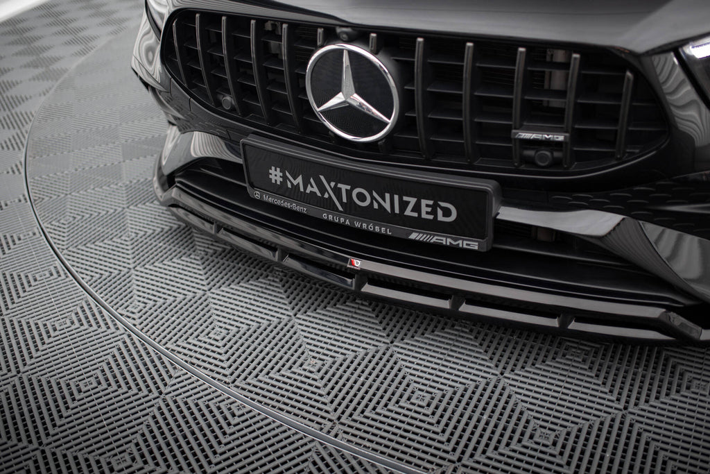 Maxton Design Street+ Spoilerlippe Front Ansatz passend für Mercedes-AMG A35 / A AMG-Line W177 Facelift schwarz Hochglanz