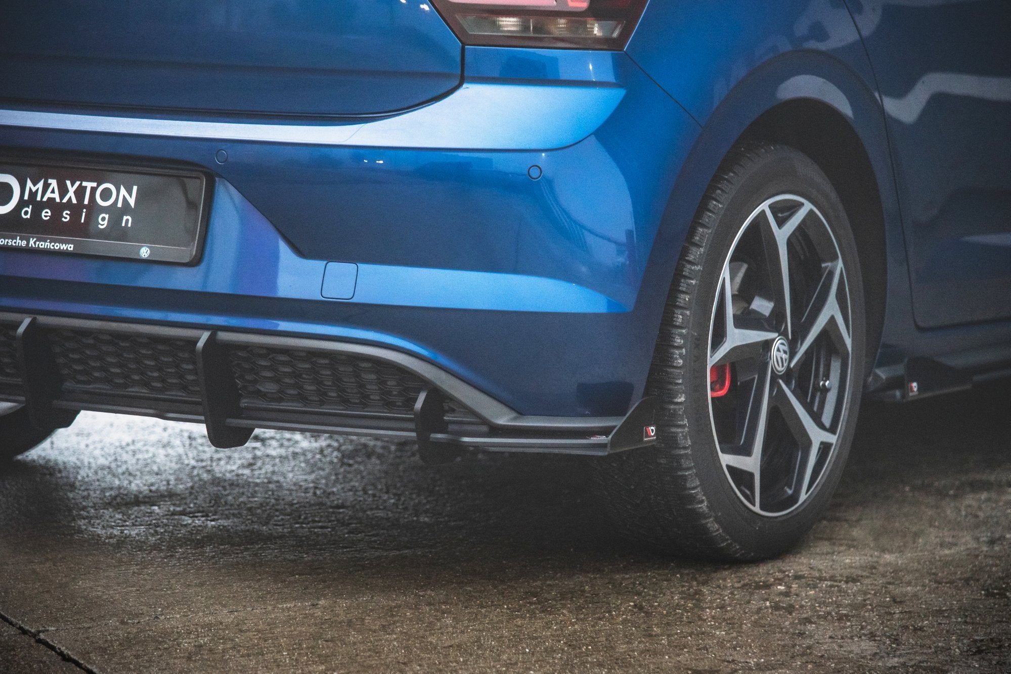 Maxton Design Street Pro Diffusor Heck Ansatz + Flaps passend für VW Polo GTI Mk6 schwarz Hochglanz