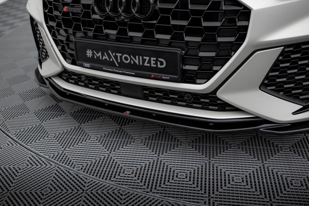 Maxton Design Street+ Spoilerlippe Front Ansatz V.2 passend für Audi RSQ3 Sportback / SUV F3 schwarz Hochglanz
