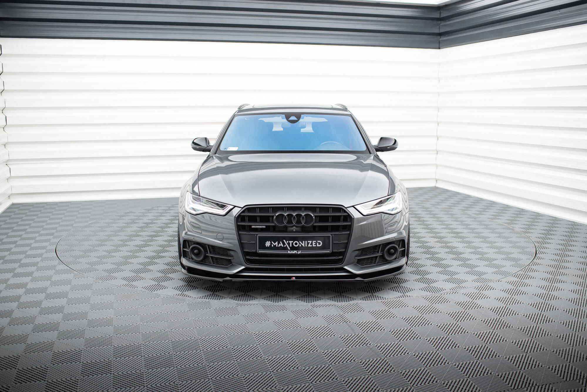 Maxton Design Street+ Spoilerlippe Front Ansatz V.1 passend für Audi A6 / A6 C7 S-line/ S6 C7 Facelift schwarz Hochglanz
