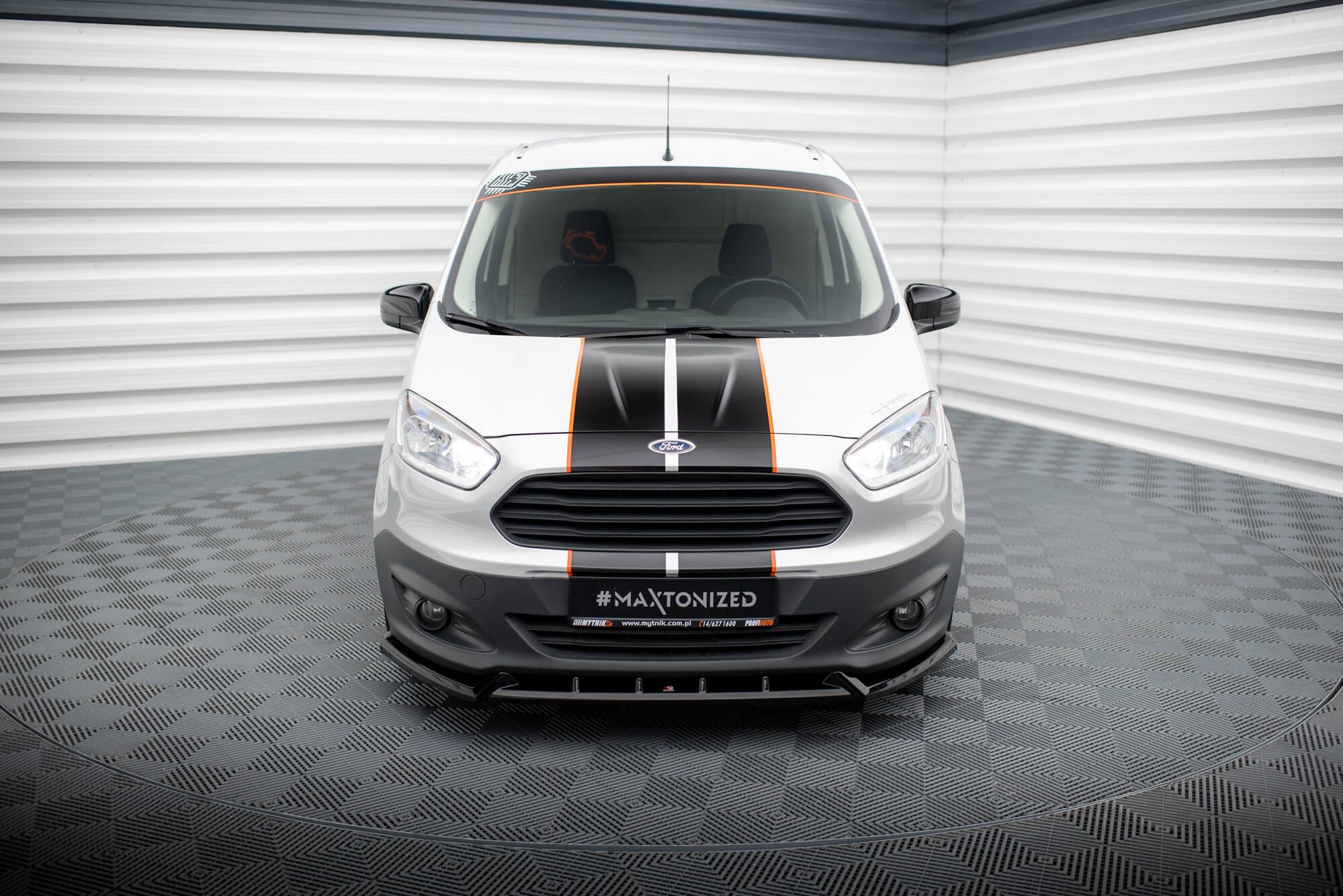 Maxton Design Street+ Spoilerlippe Front Ansatz passend für Ford Transit Courier Mk1 schwarz Hochglanz