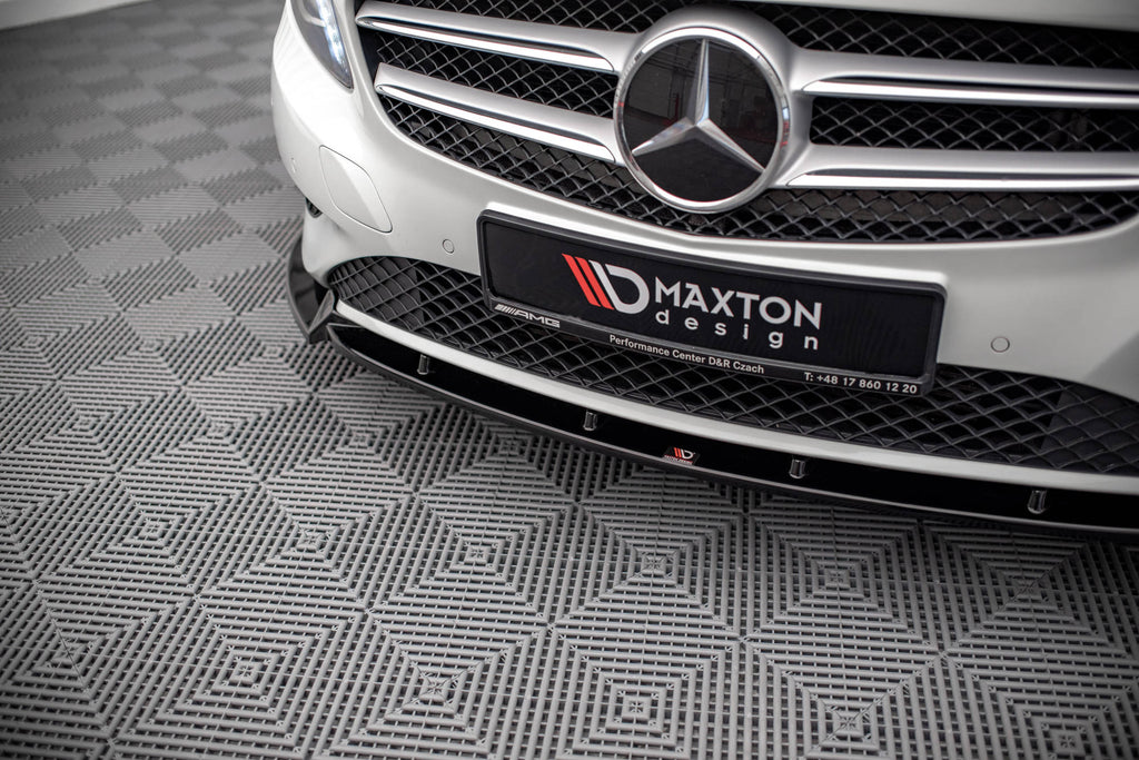 Maxton Design Street+ Spoilerlippe Front Ansatz V.1 passend für Mercedes-Benz A W176 schwarz Hochglanz
