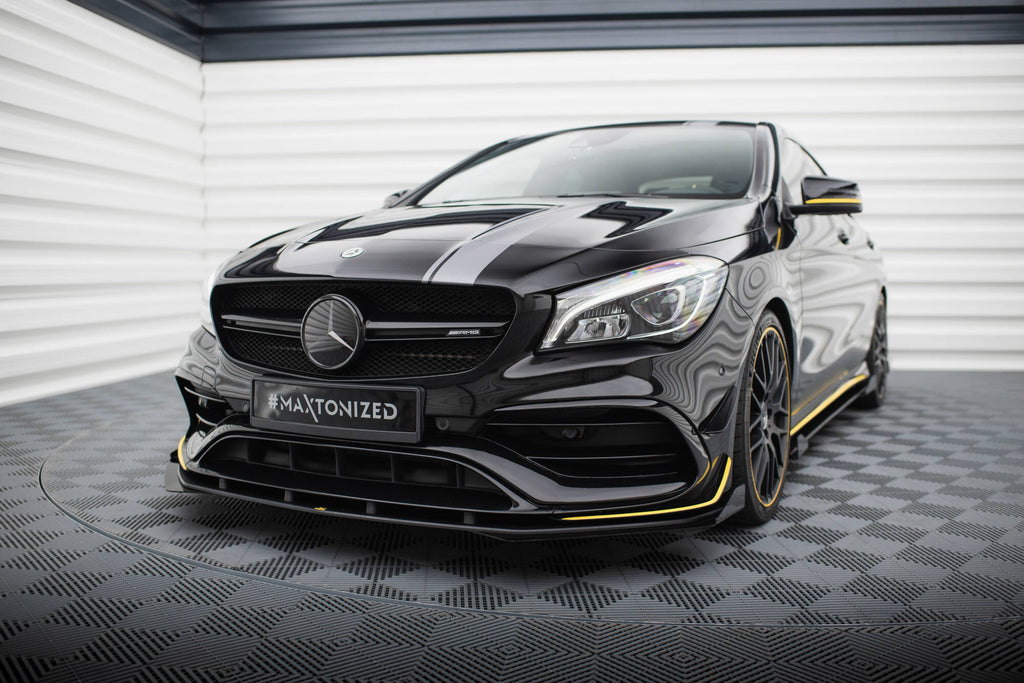 Maxton Design Front Stoßstange Flaps passend für Mercedes-AMG CLA 45 Aero C117 Facelift schwarz Hochglanz