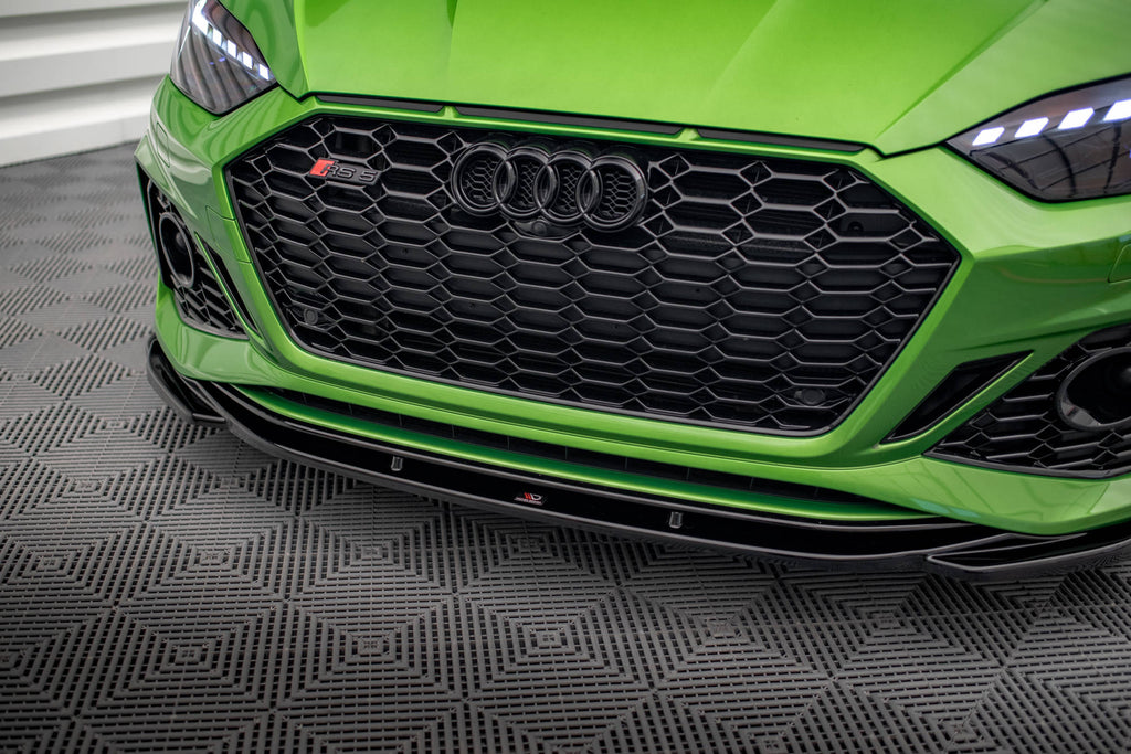 Maxton Design Street+ Spoilerlippe Front Ansatz V.3 passend für Audi RS5 F5 Facelift schwarz Hochglanz