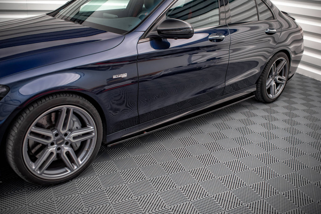 Maxton Design Seitenschweller Ansatz für MERCEDES- BENZ C43 AMG W205 Carbon Look