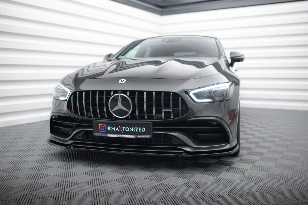 Maxton Design Street+ Spoilerlippe Front Ansatz V.2 passend für Mercedes-AMG GT 53 4-Door Coupe X290 schwarz Hochglanz