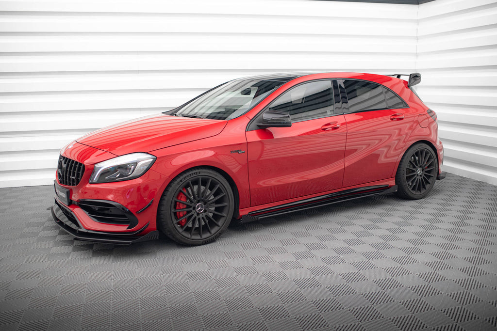 Maxton Design Seitenschweller Flaps passend für Mercedes-Benz A 45 AMG W176 Facelift schwarz Hochglanz