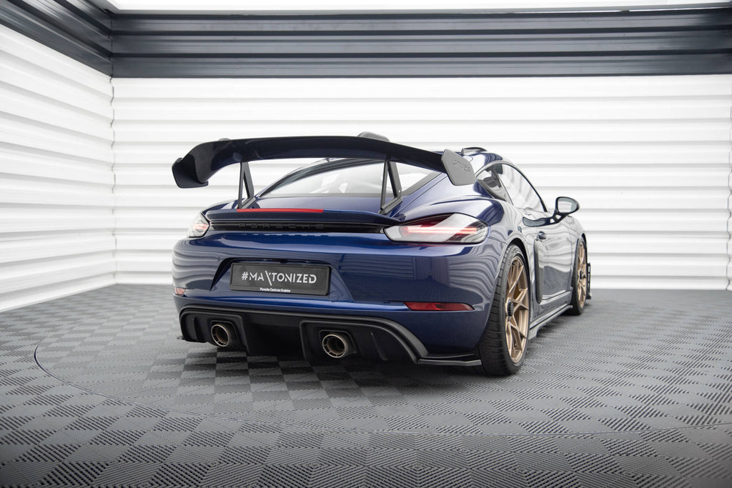 Maxton Design Heck Ansatz Flaps Diffusor passend für Porsche 718 Cayman GT4 RS 982c schwarz Hochglanz