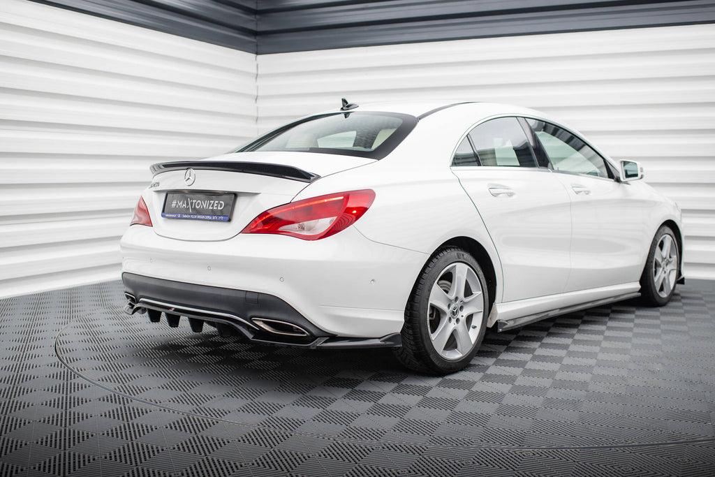 Maxton Design Street+ Mittlerer Diffusor RACE passend für Mercedes-Benz CLA C117 Facelift schwarz Hochglanz