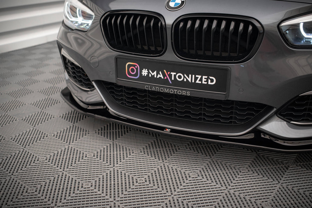 Maxton Design Street+ Spoilerlippe Front Ansatz V.3 passend für BMW 1er F20/F21 M-Power schwarz Hochglanz