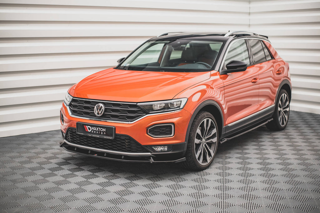 Maxton Design Street+ Spoilerlippe Front Ansatz V.2 passend für VW T-Roc Mk1 schwarz Hochglanz