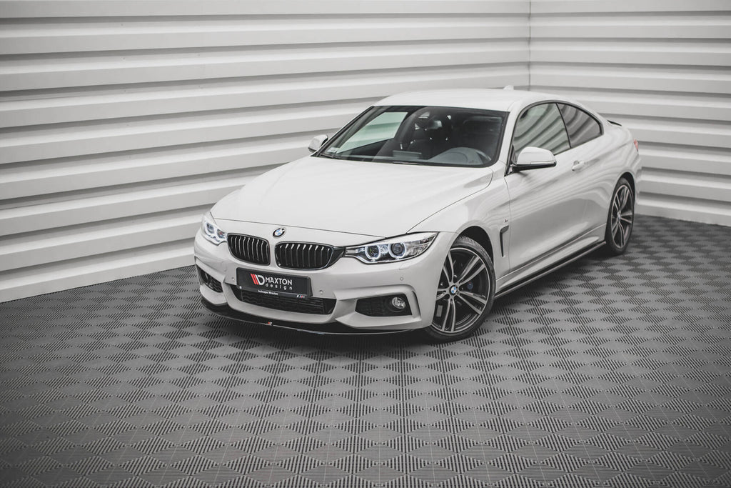 Maxton Design Street+ Spoilerlippe Front Ansatz V.2 passend für BMW 4er Coupe / Gran Coupe / Cabrio M-Paket F32 / F36 / F33 schwarz Hochglanz