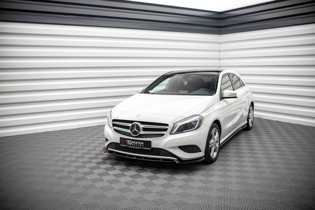 Maxton Design Street+ Spoilerlippe Front Ansatz V.1 passend für Mercedes-Benz A W176 schwarz Hochglanz
