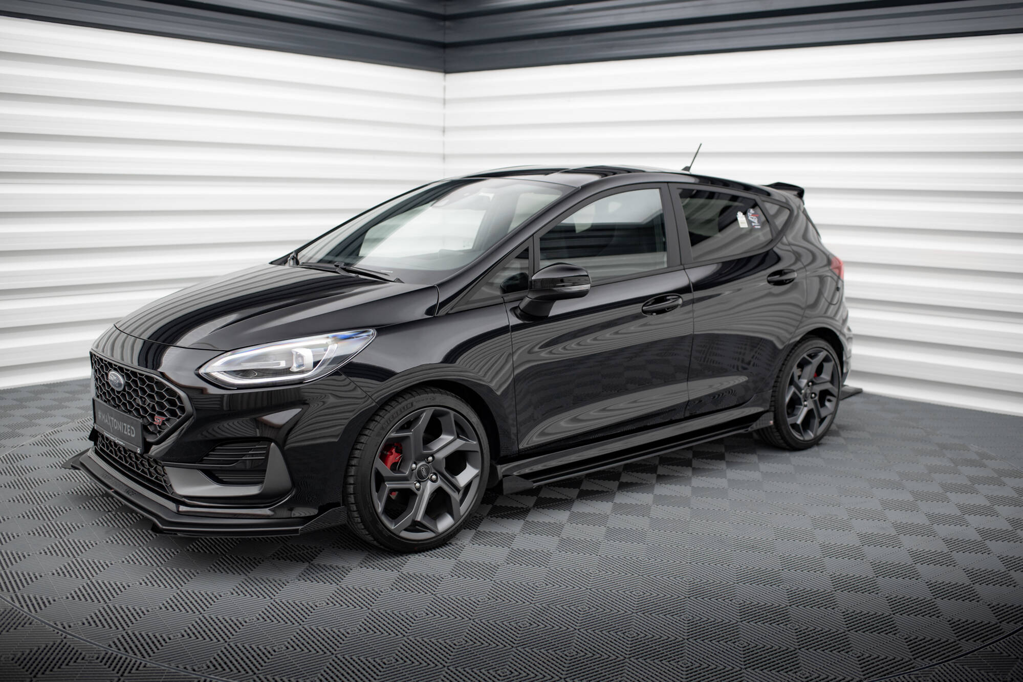 Maxton Design Street Pro Street+ Seitenschweller Leisten + Flaps passend für Ford Fiesta ST / ST-Line Mk8 schwarz Hochglanz