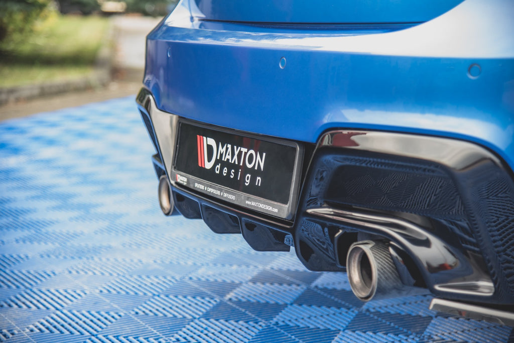 Maxton Design Heck Ansatz Flaps Diffusor V.2 passend für (Für heckansatz v.1) BMW M135i F20 schwarz Hochglanz