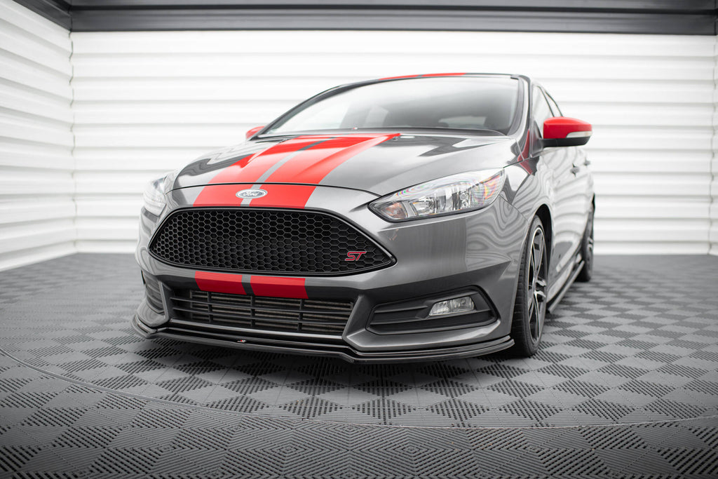 Maxton Design Street+ Spoilerlippe Front Ansatz V.3 passend für Ford Focus ST Mk3 Facelift schwarz Hochglanz