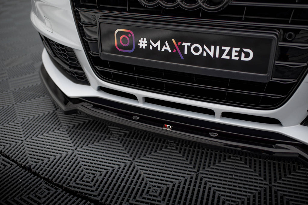 Maxton Design Street+ Spoilerlippe Front Ansatz V.2 passend für Audi A4 Competition B8 Facelift schwarz Hochglanz