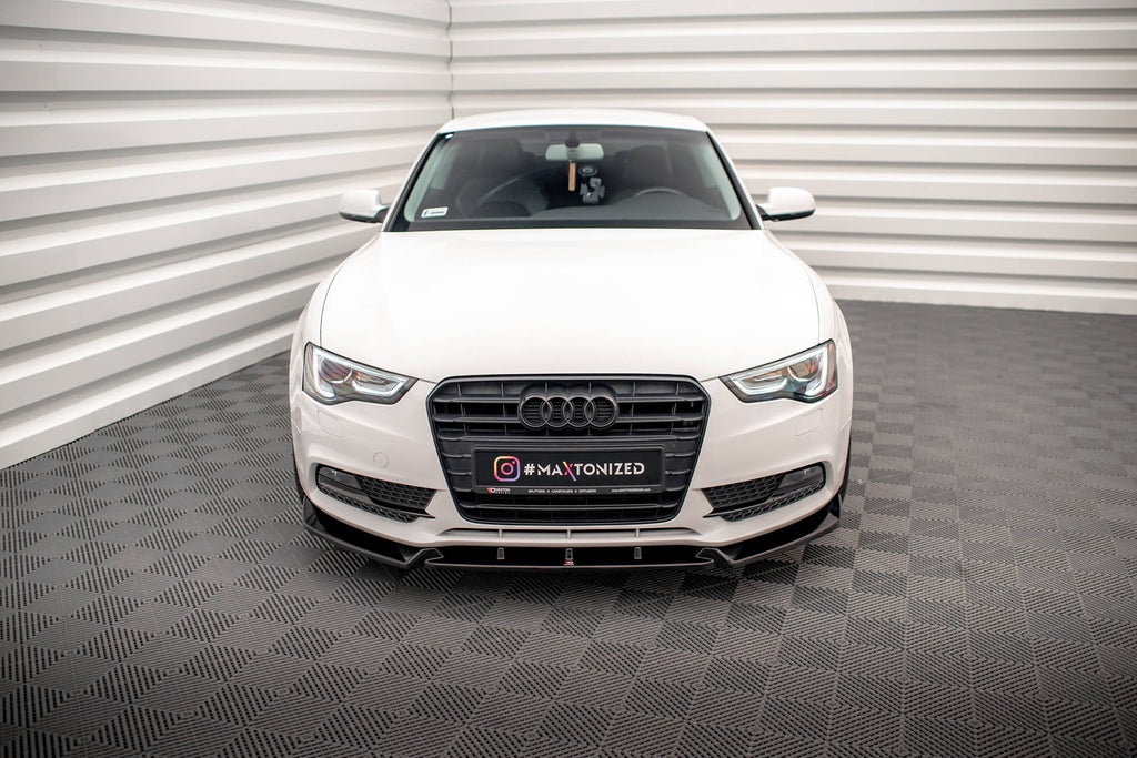 Maxton Design Street+ Spoilerlippe Front Ansatz V.1 passend für Audi A5 Coupe / Sportback 8T Facelift schwarz Hochglanz