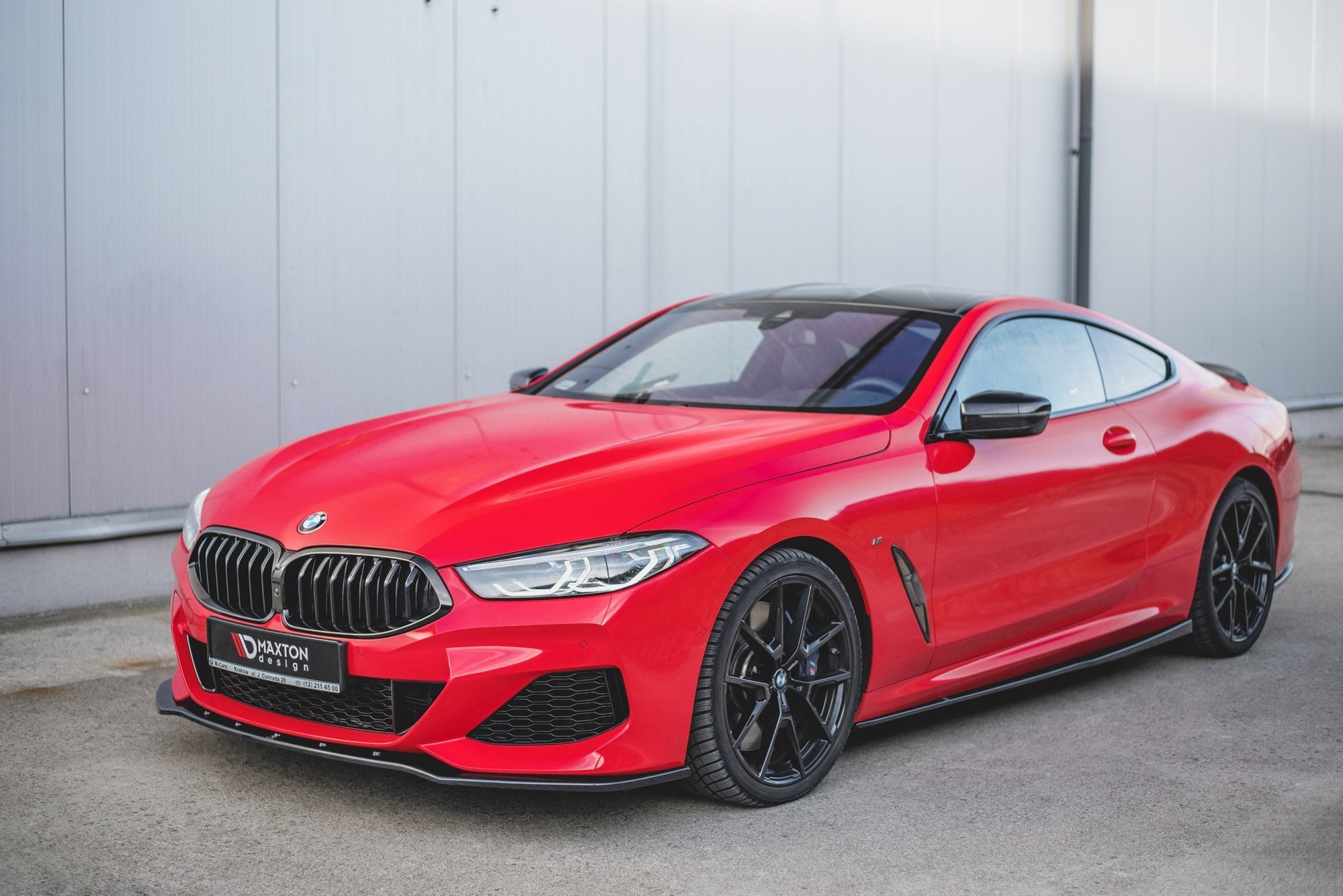 Maxton Design Street+ Spoilerlippe Front Ansatz V.1 passend für BMW 8 Coupe G15 / 8 Gran Coupe M Paket G16 schwarz Hochglanz