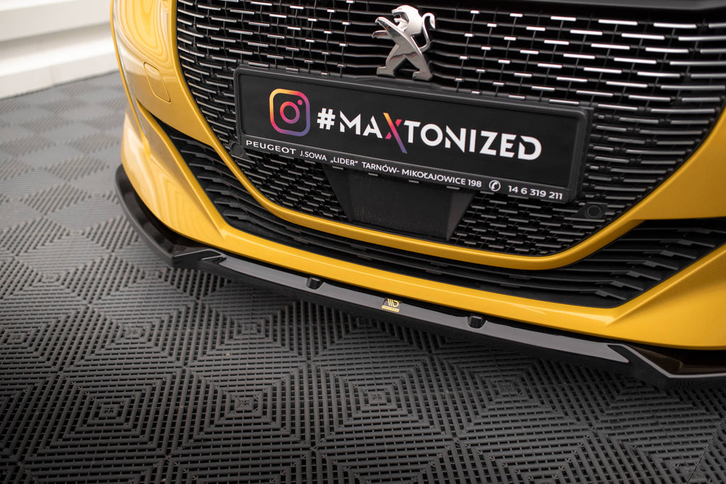 Maxton Design Street+ Spoilerlippe Front Ansatz V.1 passend für Peugeot 208 GT Mk2 schwarz Hochglanz