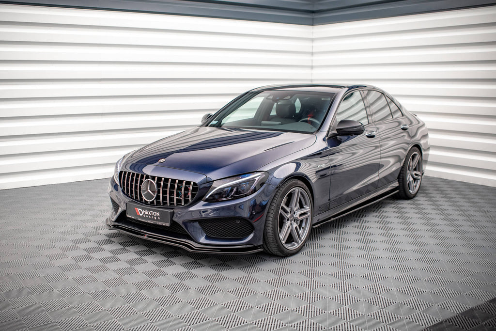 Maxton Design Street+ Spoilerlippe Front Ansatz V.1 passend für Mercedes-AMG C 43 / AMG-Line W205 schwarz Hochglanz