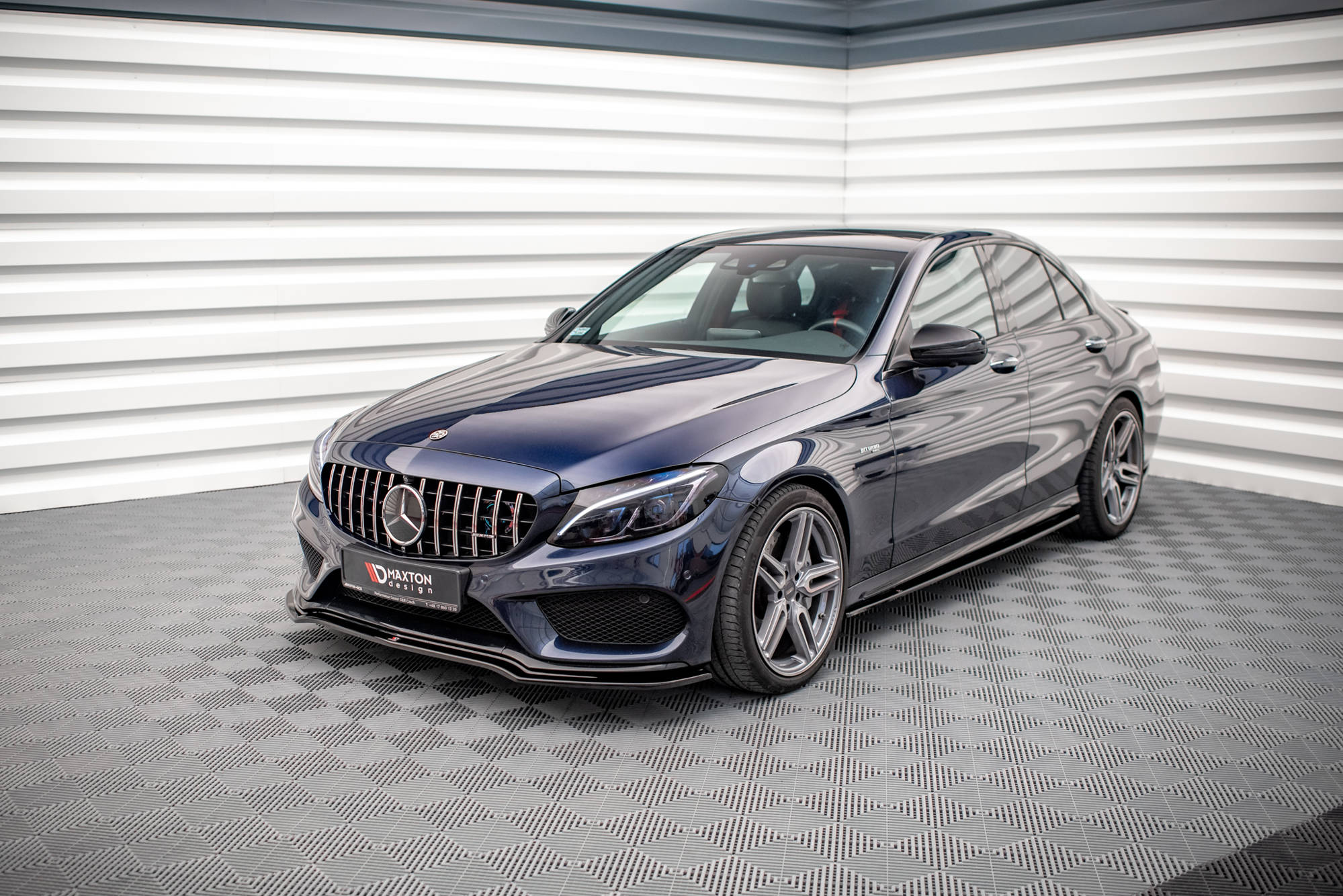 Maxton Design Street+ Spoilerlippe Front Ansatz V.1 passend für Mercedes-AMG C 43 / AMG-Line W205 schwarz Hochglanz