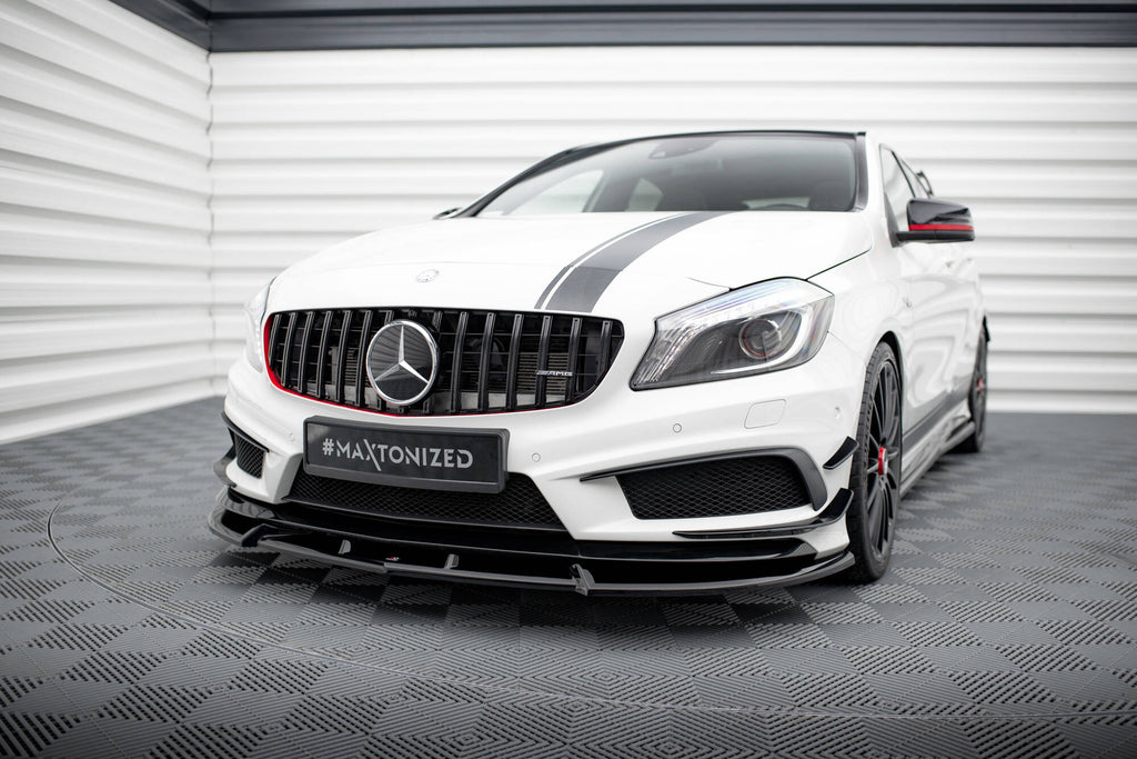 Maxton Design Street+ Spoilerlippe Front Ansatz V.3 passend für Mercedes-Benz A45 AMG W176 schwarz Hochglanz