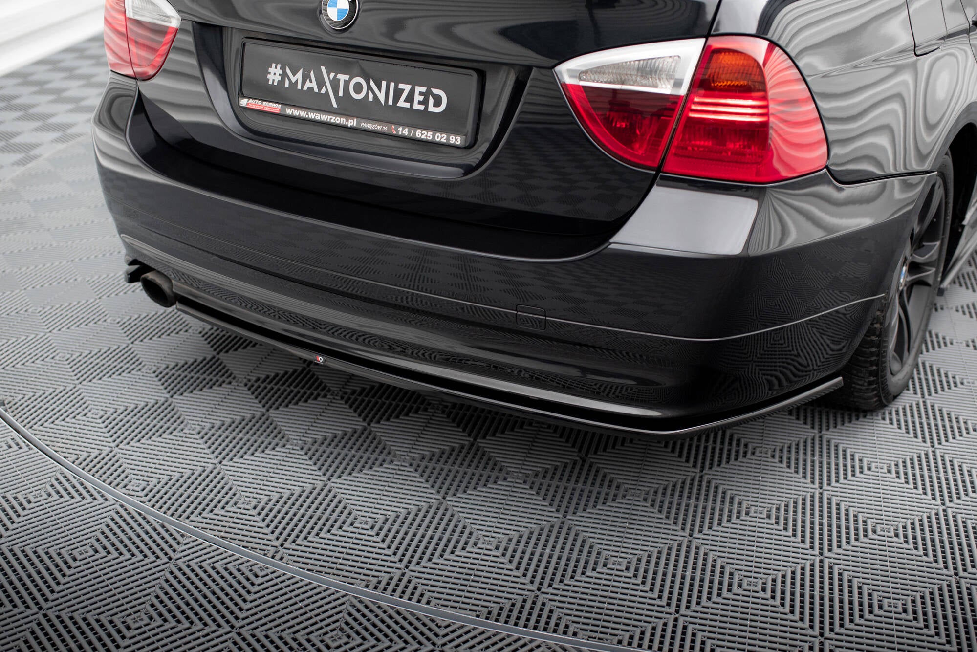 Maxton Design Heck Ansatz Flaps Diffusor passend für BMW 3er Touring E91 schwarz Hochglanz