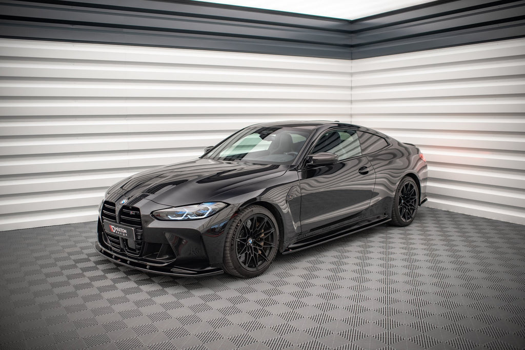 Maxton Design Street+ Seitenschweller Leisten V.2 passend für BMW M4 G82 / G82 Facelift schwarz Hochglanz