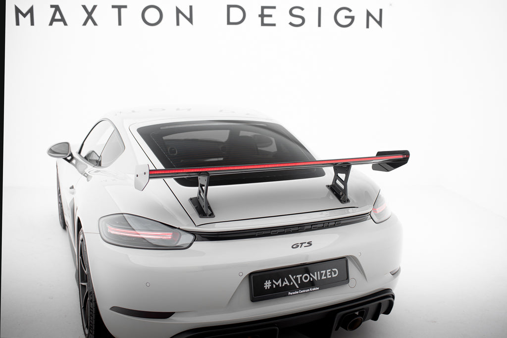 Maxton Design Carbon Spoiler With Internal Brackets Uprights V.1 + LED Porsche 718 Cayman 982c für Porsche Cayman 982c