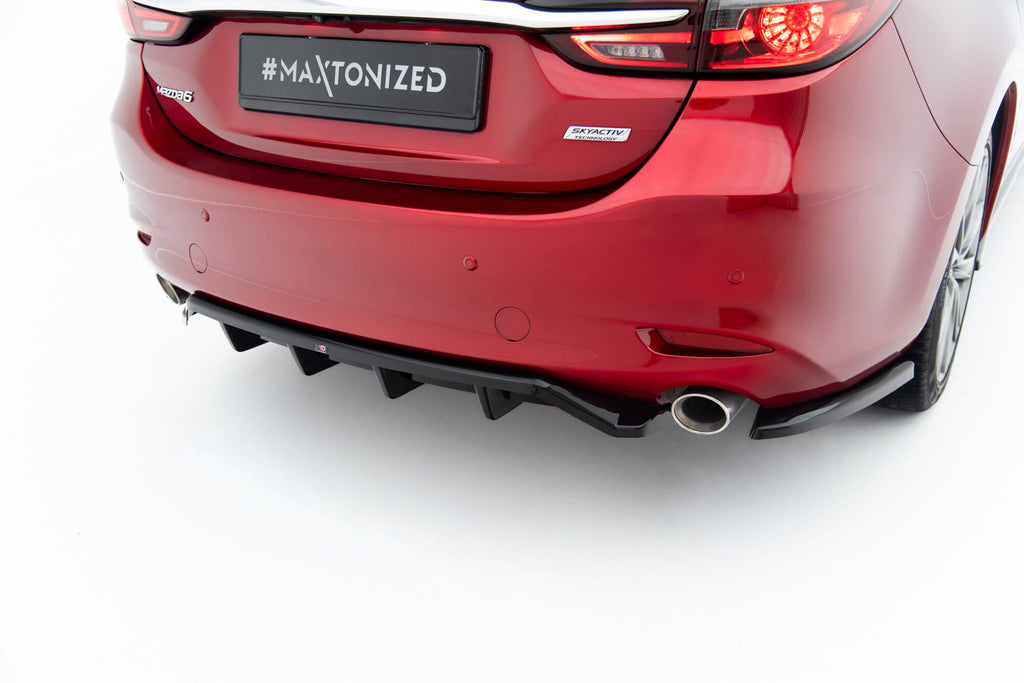Maxton Design Heck Ansatz Flaps Diffusor passend für Mazda 6 Limousine Mk3 Facelift schwarz Hochglanz