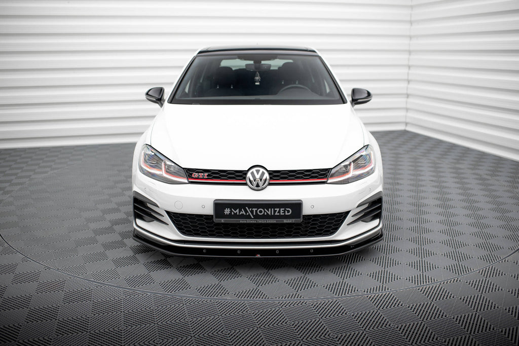 Maxton Design Street+ Spoilerlippe Front Ansatz V.1 passend für VW Golf GTI / GTD Mk7 Facelift schwarz Hochglanz