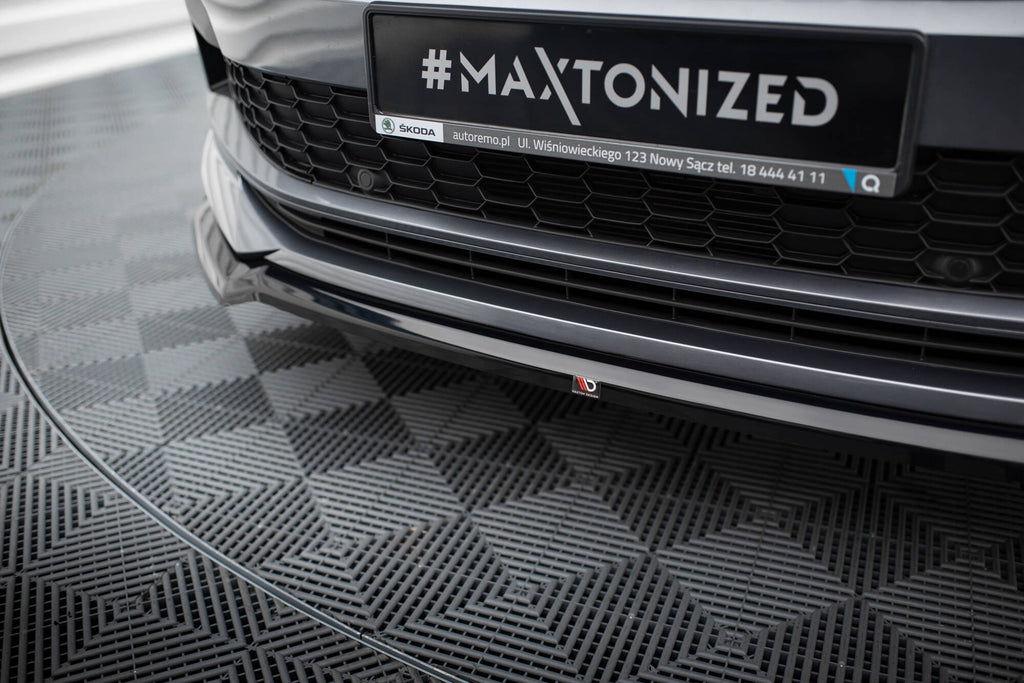 Maxton Design Street+ Spoilerlippe Front Ansatz V.2 passend für Skoda Kodiaq Sportline Mk1 Facelift schwarz Hochglanz