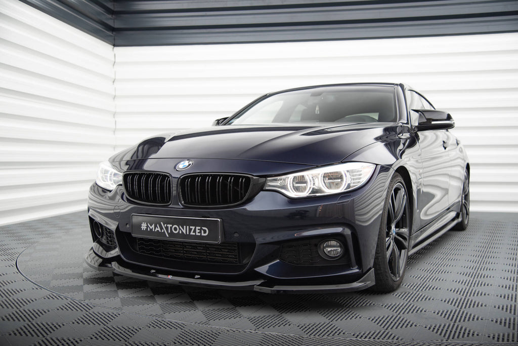 Maxton Design Street+ Spoilerlippe Front Ansatz V.6 passend für BMW 4er Coupe / Gran Coupe / Cabrio M-Paket F32 / F36 / F33 schwarz Hochglanz