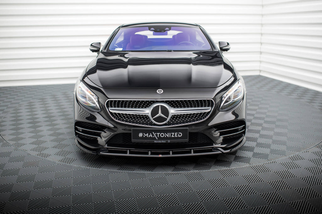 Maxton Design Street+ Spoilerlippe Front Ansatz V.2 passend für Mercedes-Benz S Coupe AMG-Line C217 Facelift schwarz Hochglanz