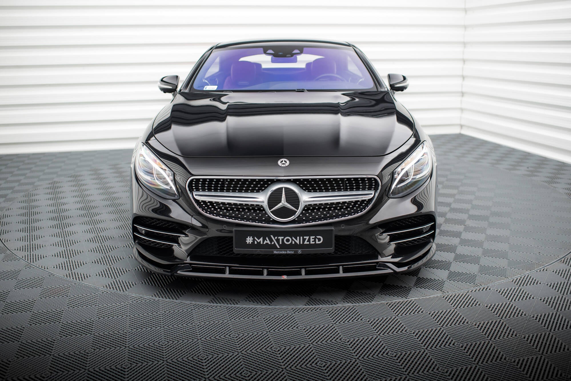 Maxton Design Street+ Spoilerlippe Front Ansatz V.2 passend für Mercedes-Benz S Coupe AMG-Line C217 Facelift schwarz Hochglanz