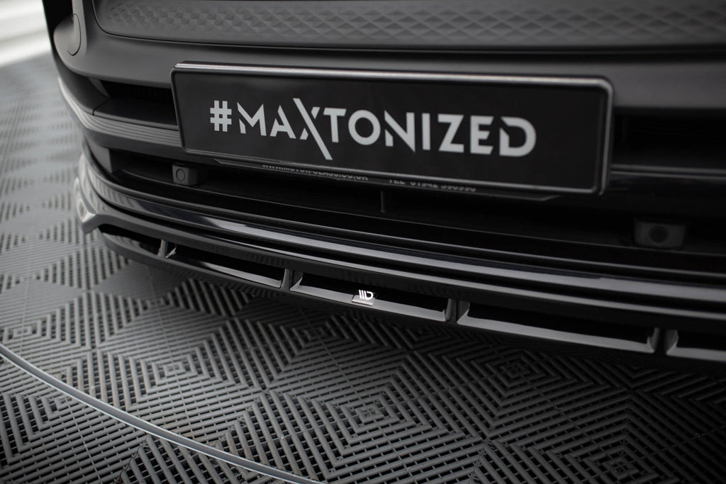 Maxton Design Street+ Spoilerlippe Front Ansatz passend für Porsche Macan GTS Mk1 Facelift 2 schwarz Hochglanz