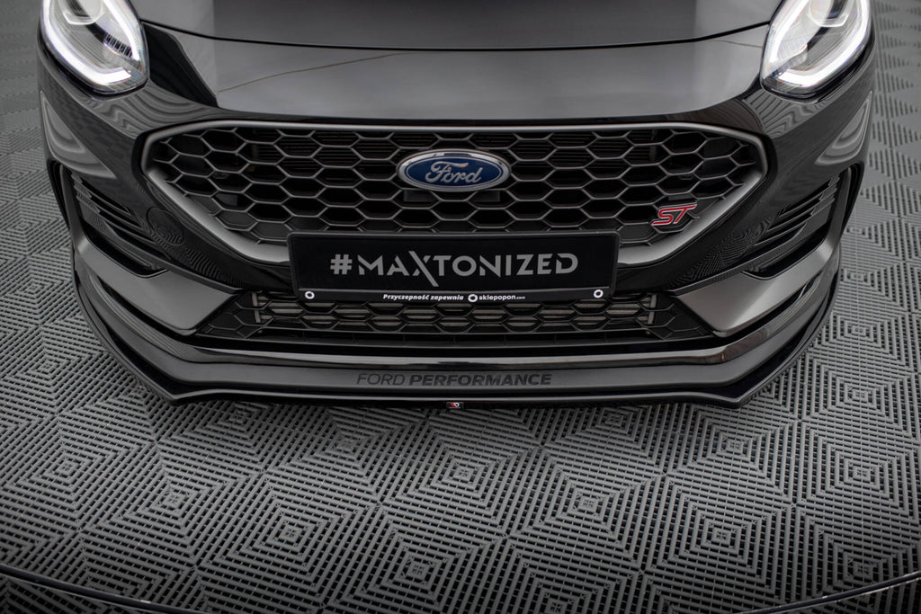 Maxton Design Street+ Spoilerlippe Front Ansatz V.1 passend für Ford Fiesta ST / ST-line Mk8 Facelift schwarz Hochglanz