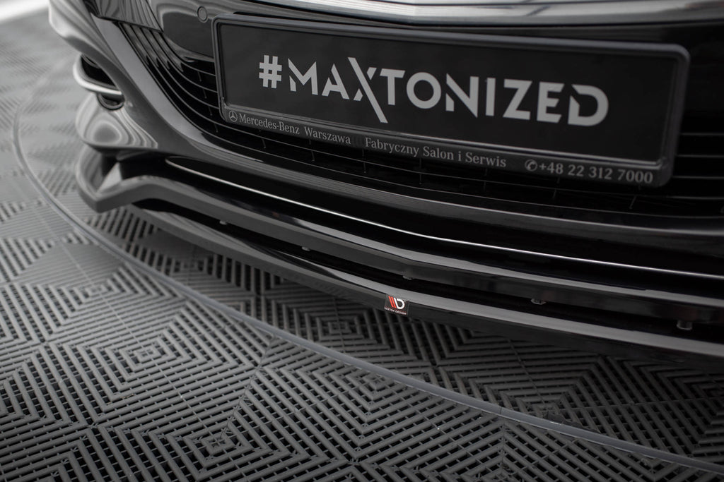 Maxton Design Street+ Spoilerlippe Front Ansatz V.2 passend für Mercedes-Benz S W222 schwarz Hochglanz