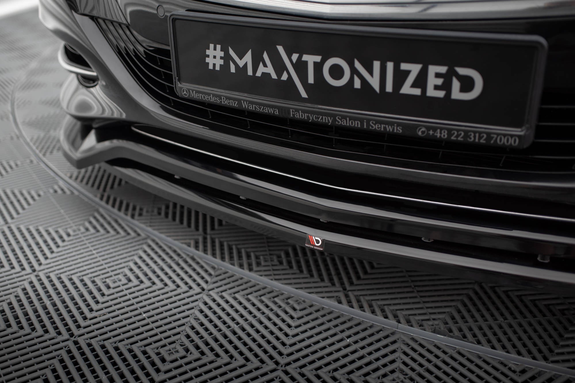 Maxton Design Street+ Spoilerlippe Front Ansatz V.2 passend für Mercedes-Benz S W222 schwarz Hochglanz