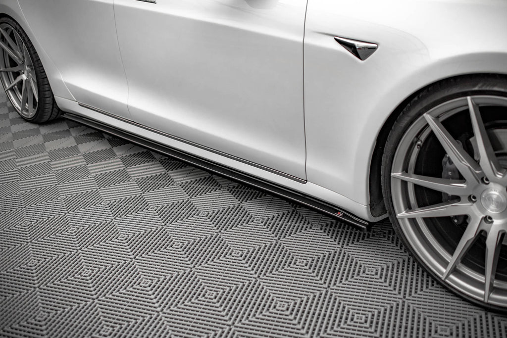 Maxton Design Street+ Seitenschweller Leisten passend für Tesla Model S Facelift schwarz Hochglanz