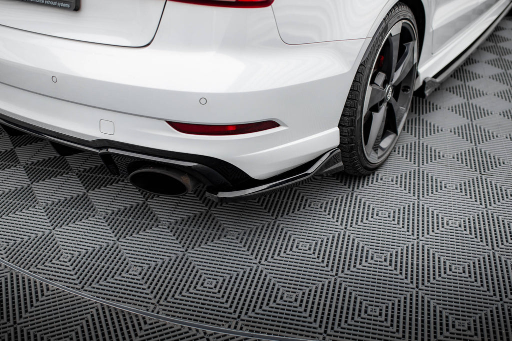 Maxton Design Heck Ansatz Flaps Diffusor V.3 passend für Audi RS3 Limousine 8V Facelift schwarz Hochglanz
